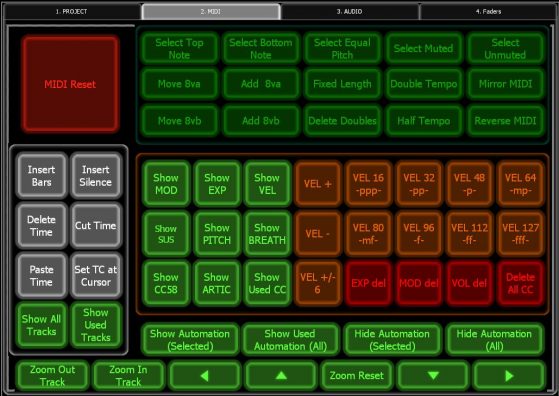 Screenshot of my Lemur MIDI page, where I spend most of my time.